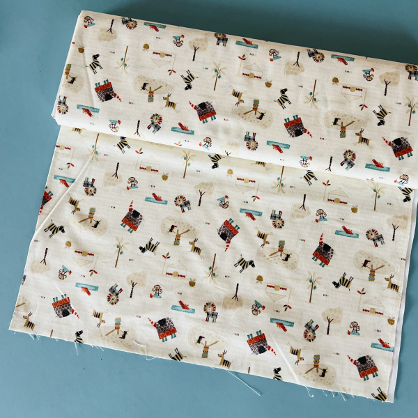 Baumwolle Webware ST10155 unelastisch- Kinderstoff creme mit afrikanischen Tieren